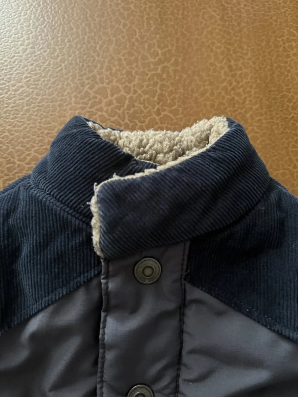 Carter's Fuzzy Vest Grey with Blue Corduroy Trim - Size 2T